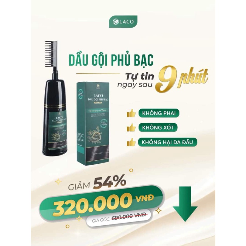 DẦU GỘI PHỦ BẠC LACO 9 PHÚT