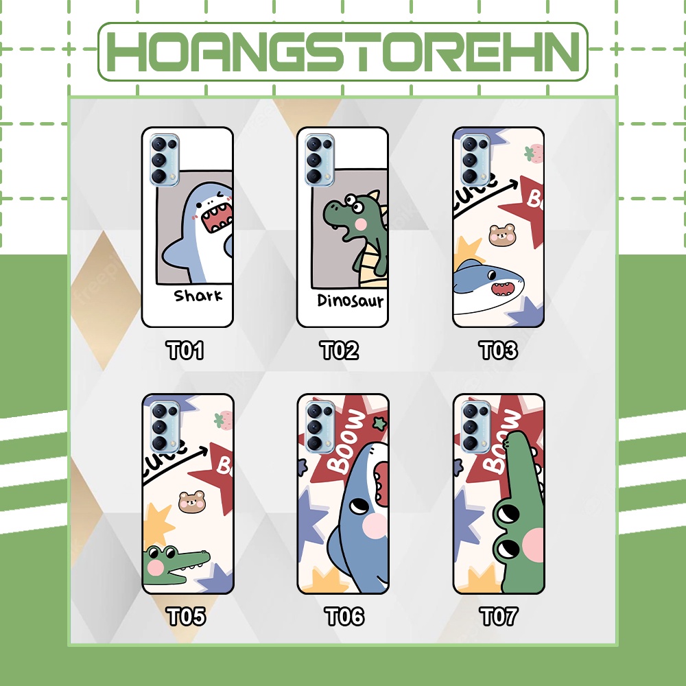 Ốp Oppo Reno5 4G / Reno5 5G / Reno 5 in hình cá mập, khủng long dễ thương nhiều mẫu mã đa dạng, cute (T01 - T06)