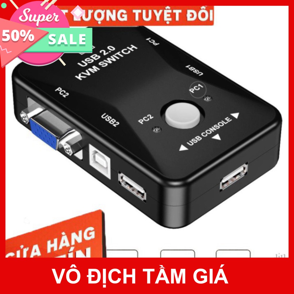 [Giá Sốc] Bộ chia KVM Switch USB 1-2 USB 2.0 Đèn Báo Tín Hiệu
