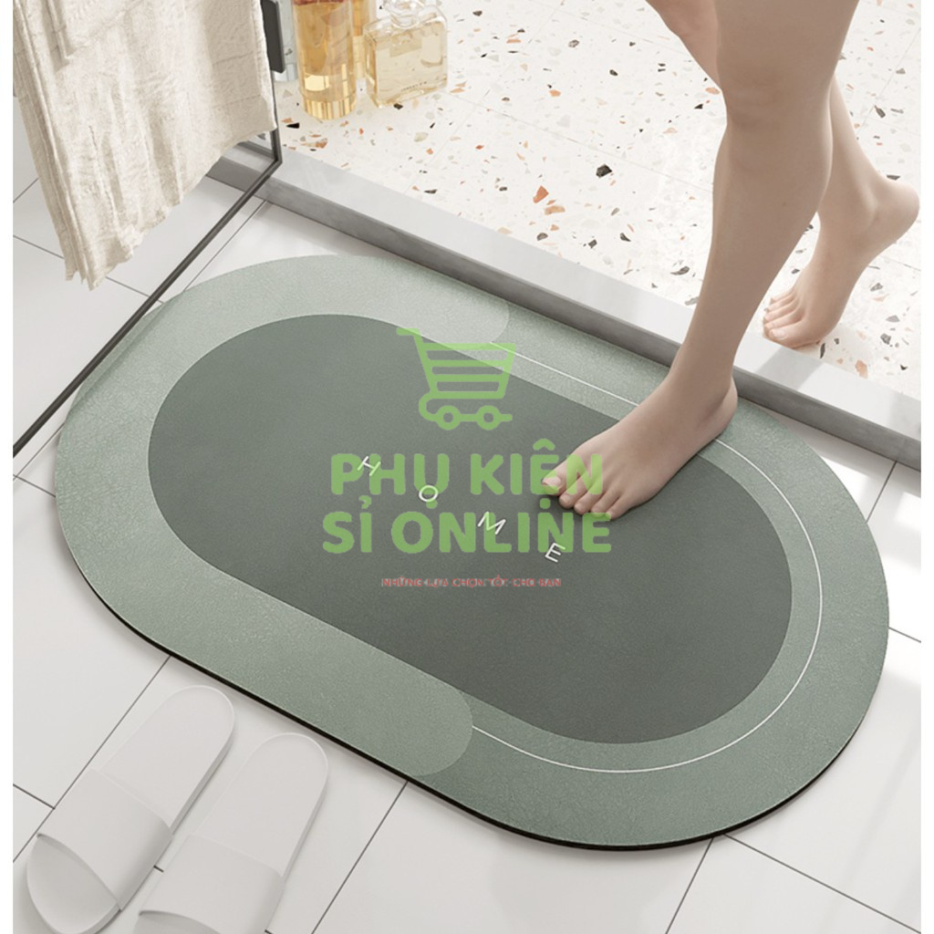 Thảm lau chân, dậm chân sillicon siêu thấm hút, nhanh khô chống trơn trượt oval, chữ nhật (40 x 60) Store4girls