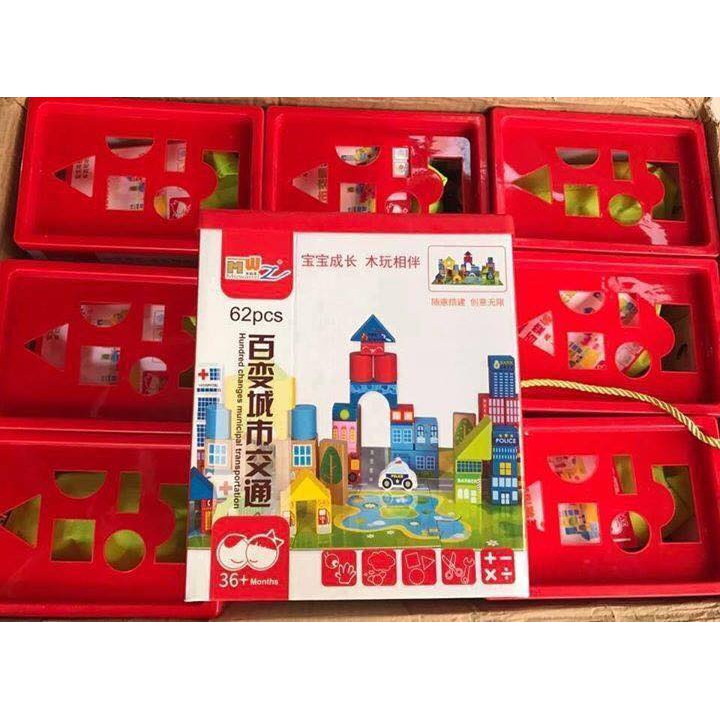 Bộ đồ chơi xếp hình lâu đài bằng gỗ 62 chi tiết PHÁT TRIỂN TƯ DUY