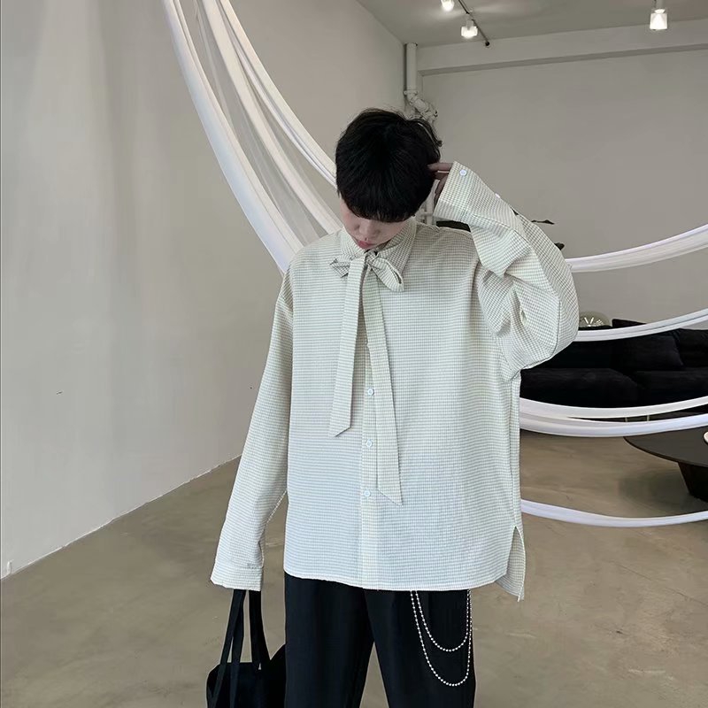 Áo sơ mi dài tay thắt nơ năng động thời trang dành cho nam | BigBuy360 - bigbuy360.vn