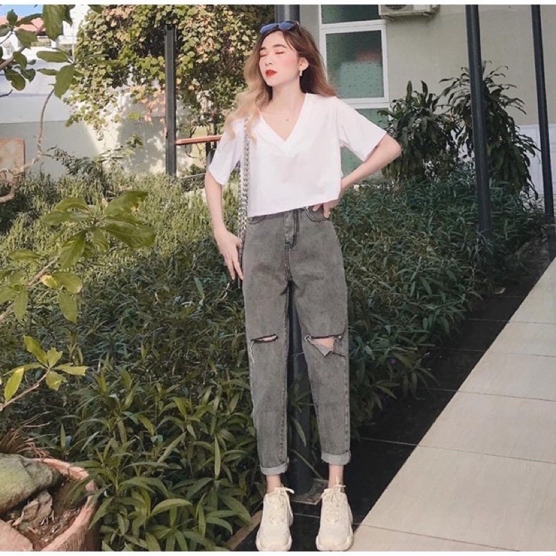 QUẦN BAGGY BÒ RÁCH mãM40