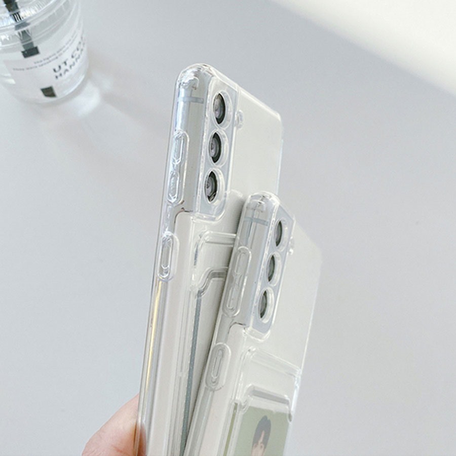 Ốp Điện Thoại Mềm Trong Suốt Có Ngăn Đựng Thẻ Cho Oppo F9 A15 A16 A52 A72 A92 A52 A54 A74 A5 A9 A31 Reno 6 5 3 Pro