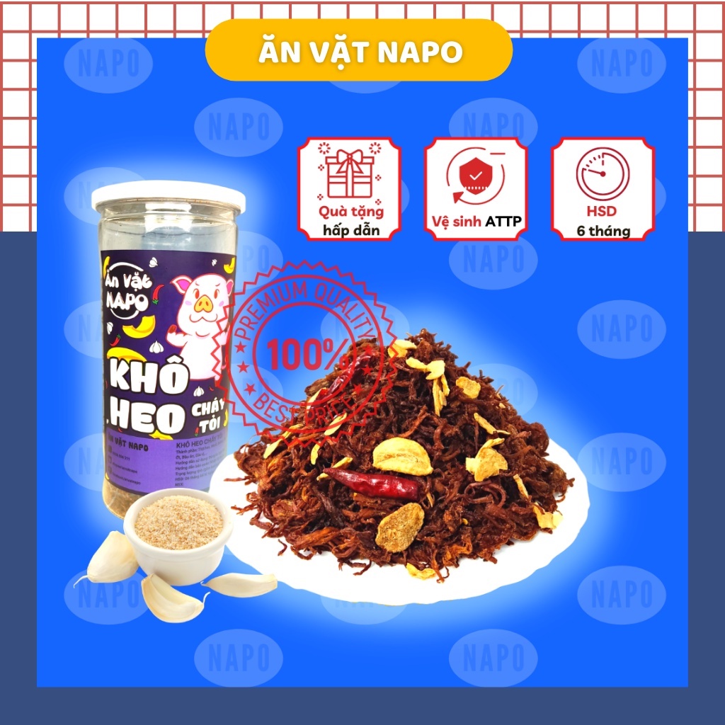 Khô heo cháy tỏi NAPO hủ 300g ăn vặt sài gòn