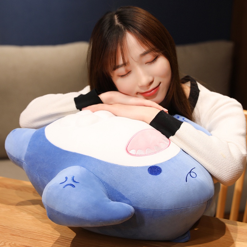 Đồ chơi nhồi bông Hình Cá Mập Phong Cách Nhật Bản Vui Nhộn Trang Trí Nhà Cửa