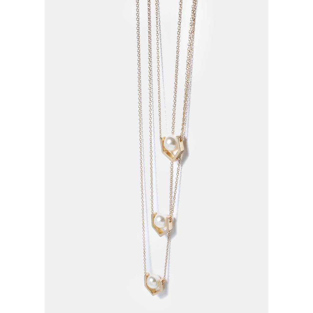 VÒNG CỔ SHOP MISS A Layered Geo Pearl Chain Necklace