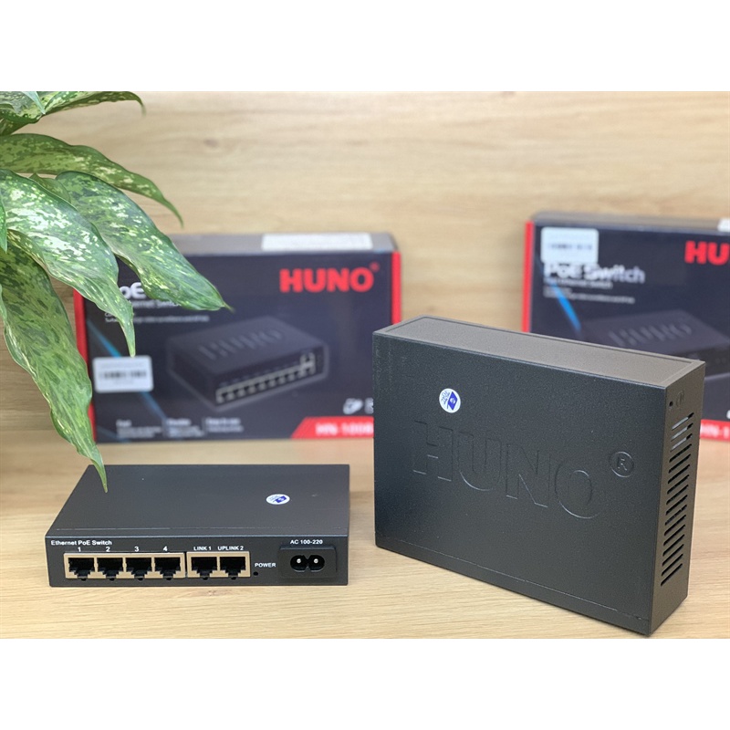 Bộ chia mạng Switch PoE Huno 4, 8 cổng PoE - 2 up link