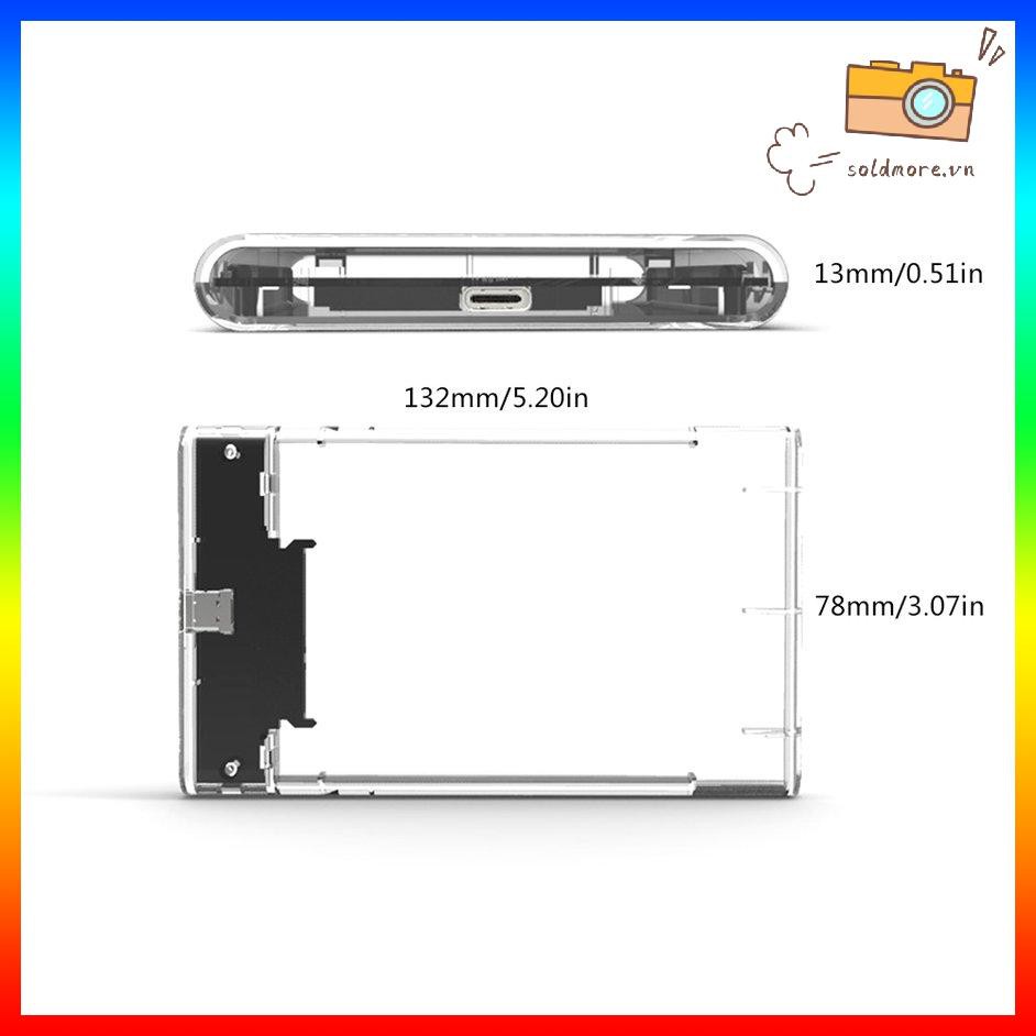 Vỏ Ổ Cứng Trong Suốt 2.5 Inch Hdd Ssd Sang Usb 3.1 Type C