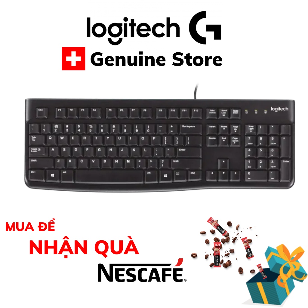 Bàn phím có dây Logitech K120 -Full Box Logitech Phân Phối Chính Hãng Cty Long Phúc