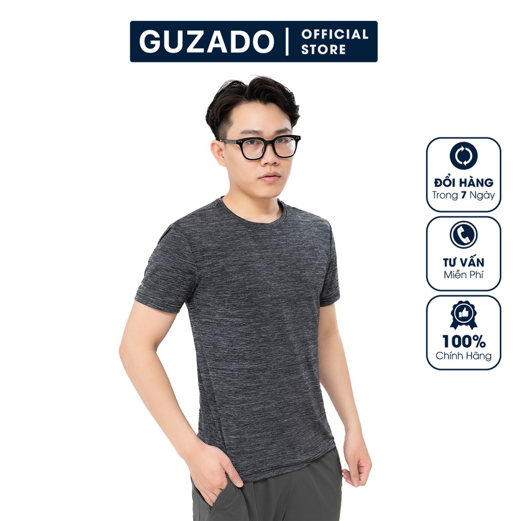 Áo thun nam Guzado Cổ Tròn, Chất Coolmate Mát Lạnh, Không Nhăn Nhàu, Trẻ Trung Năng Động GTS08