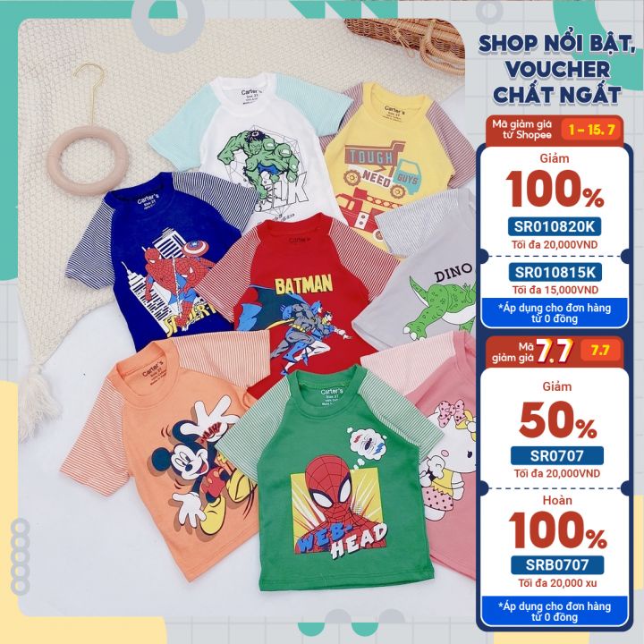Bộ cotton borip Carter bé trai chất mềm co giãn thoải mái chất 100% cotton