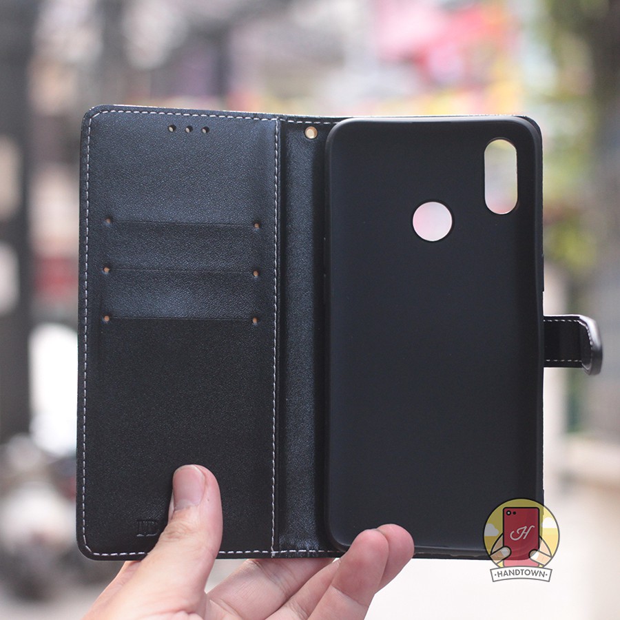 Bao da kiêm ví đựng thẻ Realme 3 Pro / Realme X Lite vân cá sấu
