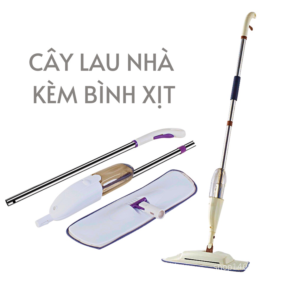 Cây lau nhà thông minh - Chổi lau sàn nhà kèm bình xịt phun sương đầu xoay 360 độ lau dọn dễ dàng 2 trong 1