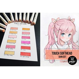[ tychuotart ] Combo Touch Soft Head tone da 12 màu + sổ vẽ Canson truyền thống