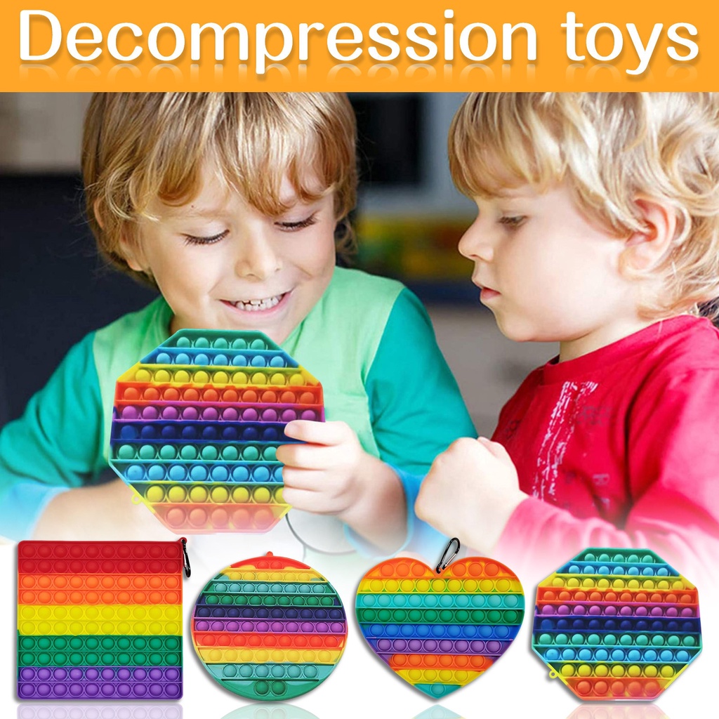 Đồ Chơi Giảm Căng Thẳng Hình Vuông Màu Cầu Vồng 20cm