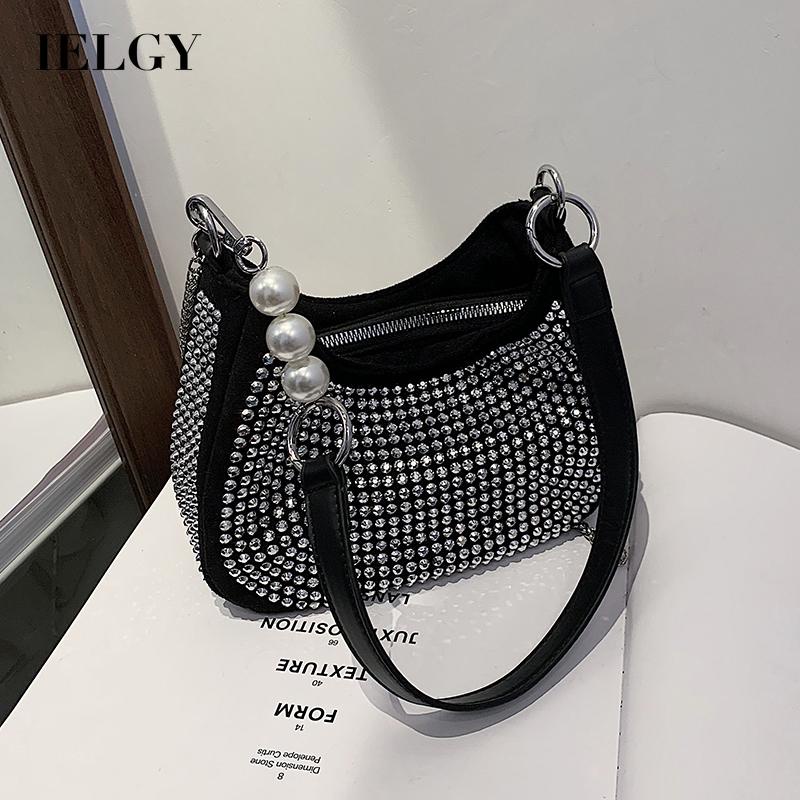 Túi đeo vai IELGY đính kim cương sáng phối chuỗi hợp xu hướng phóng khoáng thiết kế kiểu Pháp cho nữ