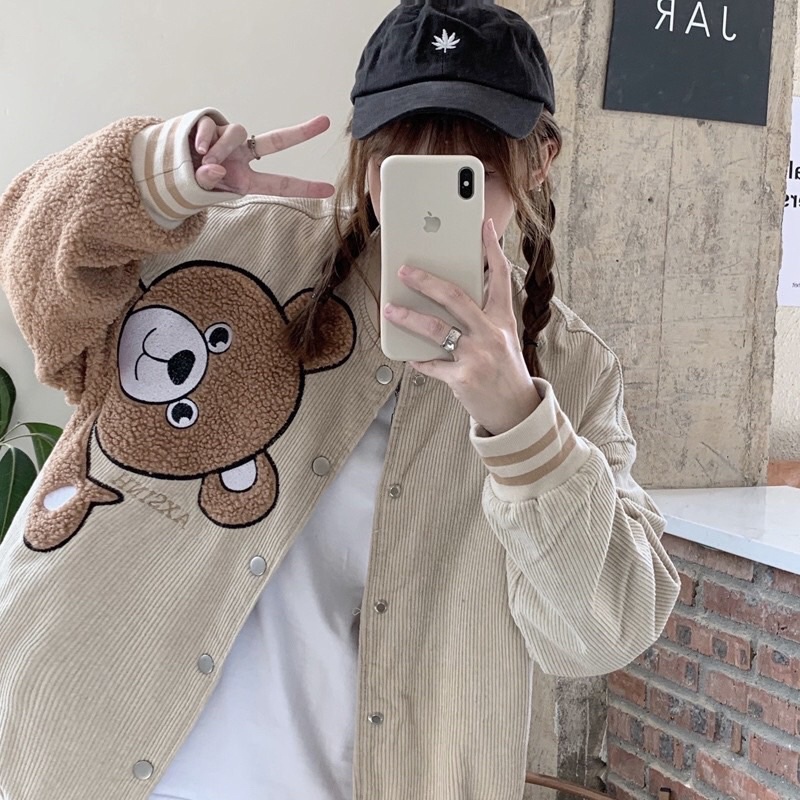Áo khoác áo bomber nhung tăm dày dặn unisex nam nữ