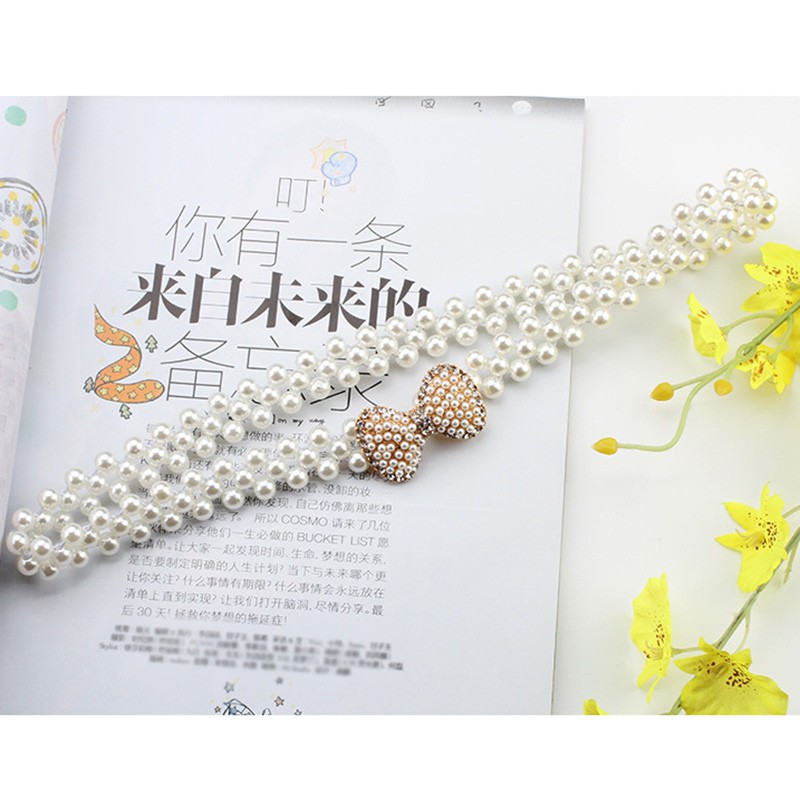 Thắt lưng nữ kiểu đính ngọc trai phong cách thanh lịch