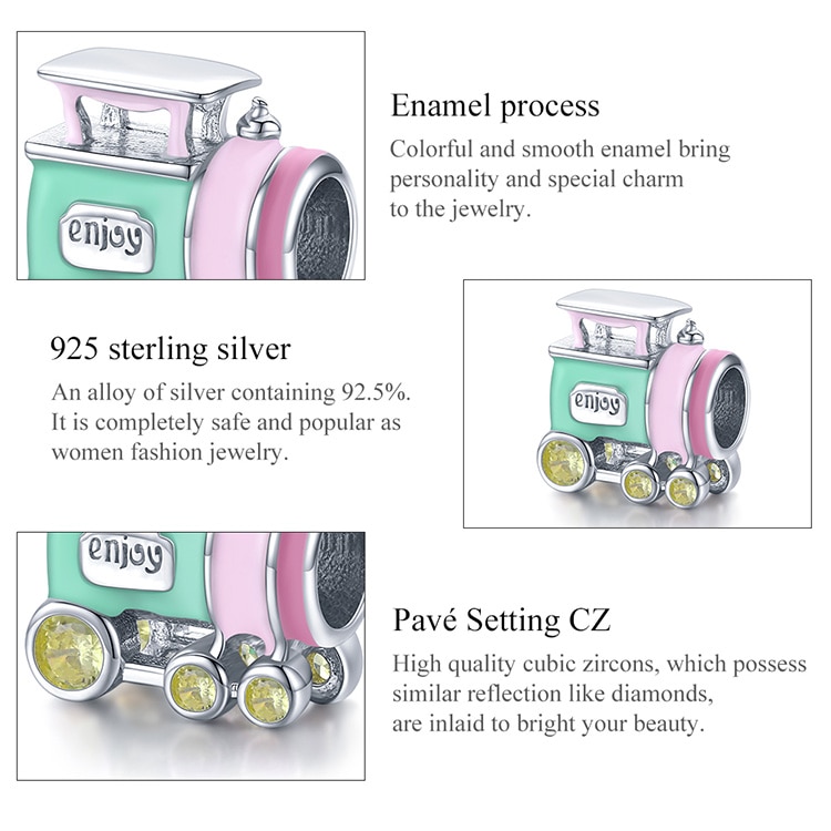 Hạt charm BAMOER BSC289 bạc 925 nhiều màu dùng làm trang sức DIY