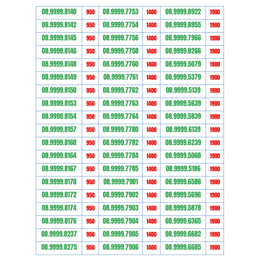 Sim số đẹp tứ quý 9999 giữa dễ nhớ