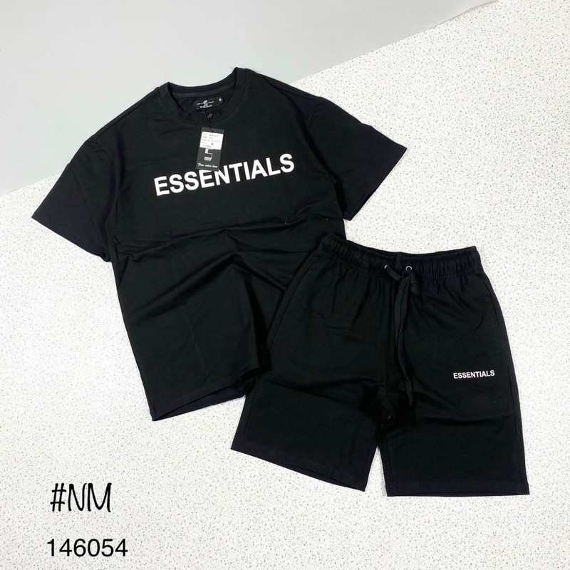 Bộ Mặc Hè Essentials Nam Nữ Nổi Chữ Đơn Giản | BigBuy360 - bigbuy360.vn