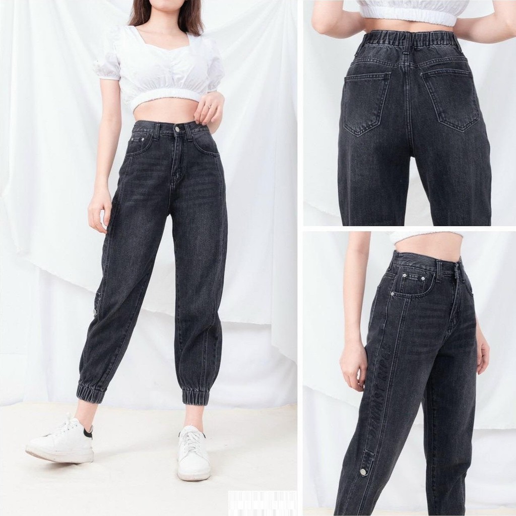 Quần Jean Baggy nữ lưng cao form đẹp ⚡️ Thêu chữ DENIMST RIPES⚡️ | WebRaoVat - webraovat.net.vn