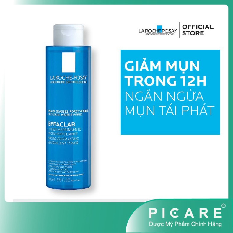 [CHÍNH HÃNG] La Roche Posay Nước Cân Bằng Da Dành Cho Da Nhờn Mụn Effaclar Toner 200ml tặng bông tẩy trang