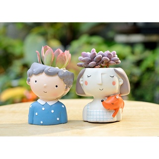 Chậu trồng sen đá, xương rồng mini hình Bạn trai, bạn Gái siêu xinh, Giao ngẫu nhiên