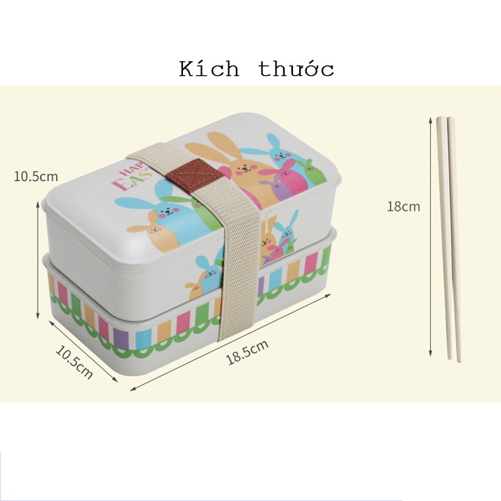 Hộp cơm Bento sợi tre 2 lớp chống rò rỉ an toàn tiện lợi - DOPA