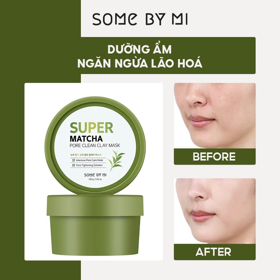 [Mã FMCGMALL -8% đơn 250k] Mặt nạ đất sét trà xanh Some By Mi Super Matcha Pore Clean Clay Mask 100g