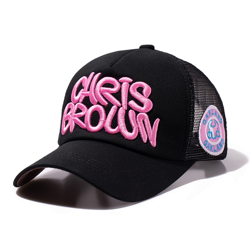 Mũ Lưỡi Trai Phối Lưới Mỏng Thêu Họa Tiết Màu Hồng Thời Trang Mùa Hè Thoáng Khí Cho Nữ