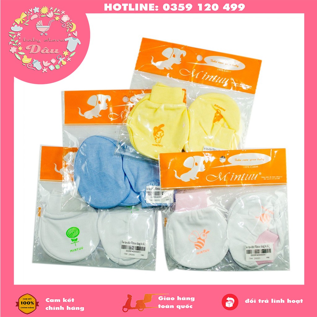 Set bao tay chân Mintuu siêu rẻ cổ chun tiện lợi cho bé từ sơ sinh - vải cotton 100%