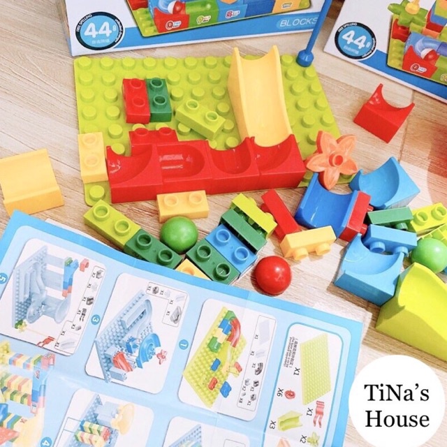 Đồ Chơi Lắp Ghép Cầu Trượt Thả Bi, Hộp 44 Chi Tiết Xếp Hình Nhựa Abs Không Độc Hại An Toàn Cho Bé.