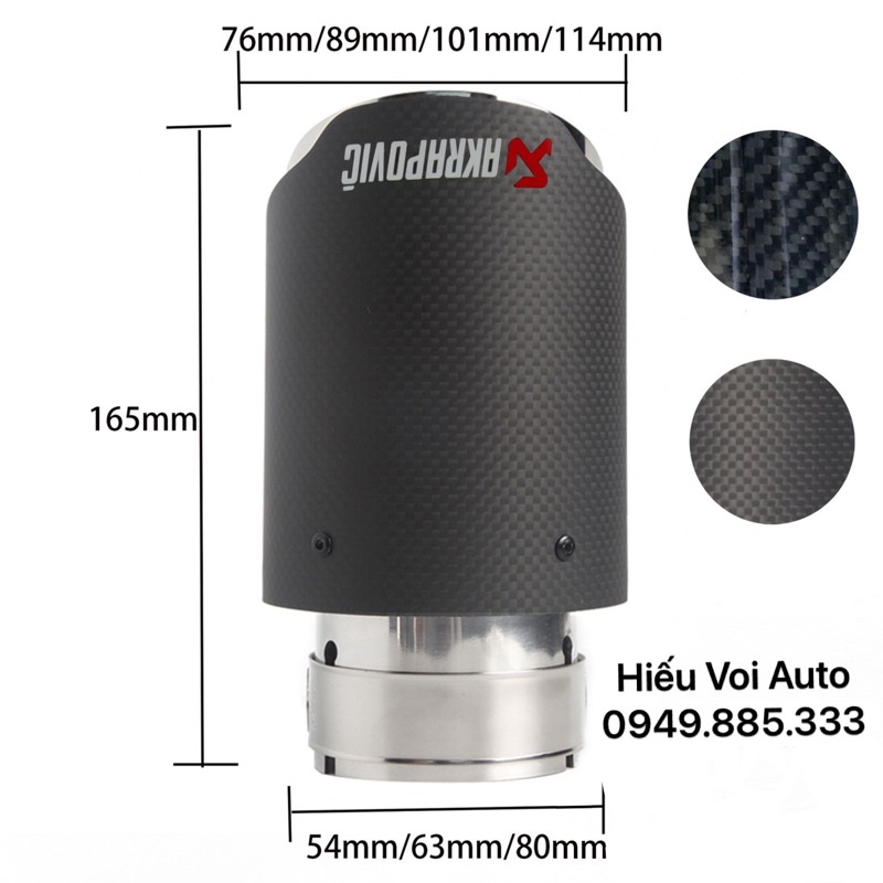 CHỤP PÔ AKRAPOVIC CACBON BÓNG
