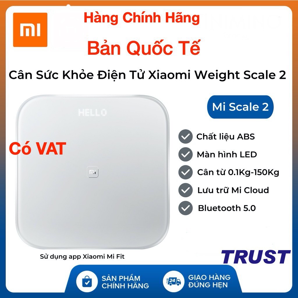 [Hàng Chính Hãng] Cân Điện Tử Sức Khỏe Xiaomi Mi Smart Scale 2 NUN4056GL - Bảo hành 12 tháng