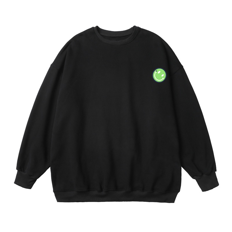Áo hoodie IFNICEFUTURE chồng đầu dáng rộng tay dài in hình mặt cười thời trang mới cho nam