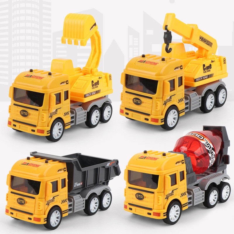 Bộ đồ chơi cho bé xe xây dựng KAVY gồm 4 chiếc, chi tiết sắc sảo, nhựa an toàn, các khớp chuyển động