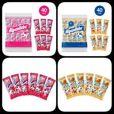 Bịch 50 que Kẹo Mút Alpenliebe Sữa Caramen và Kẹo Mút Alpenliebe Dâu Kem