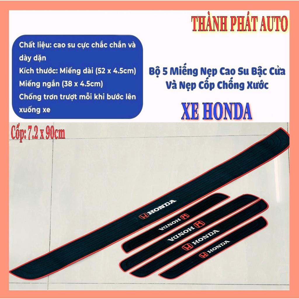 [XE HONDA] Bộ 5 Miếng Nẹp Cao Su Dán Bậc Cửa Cốp Xe Honda Chống Trơn Trượt Chống Trầy Xước Bậc Cửa Cốp.