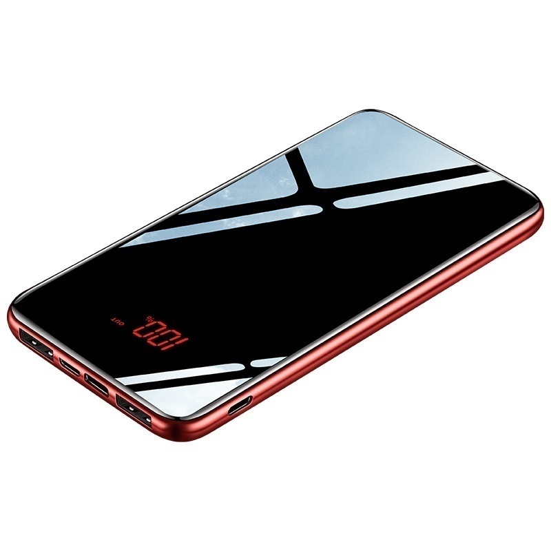 Sạc dự phòng 50000mAh Tích Hợp Sạc Nhanh Fast Charge Mặt Kính Đen hiển phần trăm thị pin. 2 USB Có Đèn