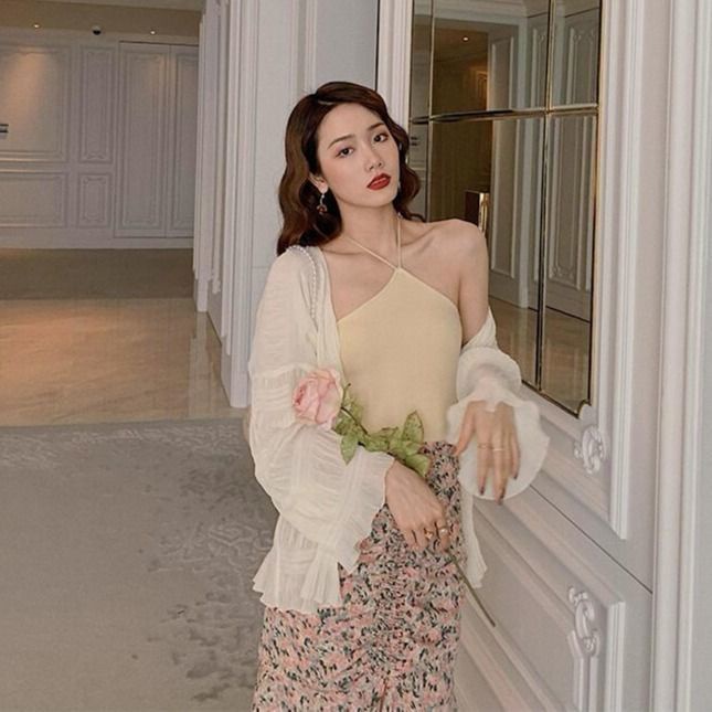 Áo Khoác Cardigan Chiffon Mỏng Tay Dài Chống Nắng Mùa Hè Phong Cách Phương Tây Mới Cho Nữ