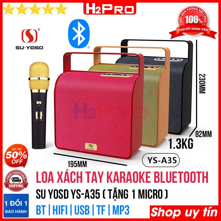 Loa Xách Tay Karaoke Bluetooth SU YOSD YS-A35 H2Pro, loa nghe nhạc bluetooth (tặng 1 micro)