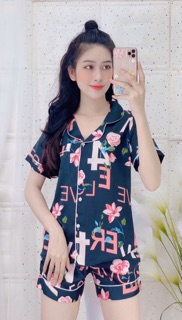 Bộ lụa satin quần đùi cao cấp