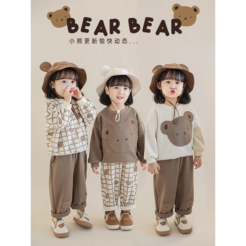 Bộ Đồ Thời Trang Mùa Thu 2022 Chui Đầu In Hoạt Hình Gấu Dễ Thương Cho Bé Gái