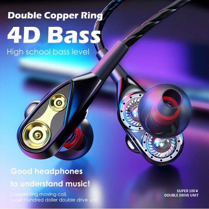 Tai nghe có dây QKZ 3.5mm 4d Bass Dây tóc cao Dual Est Reo Độ trung thực cao…