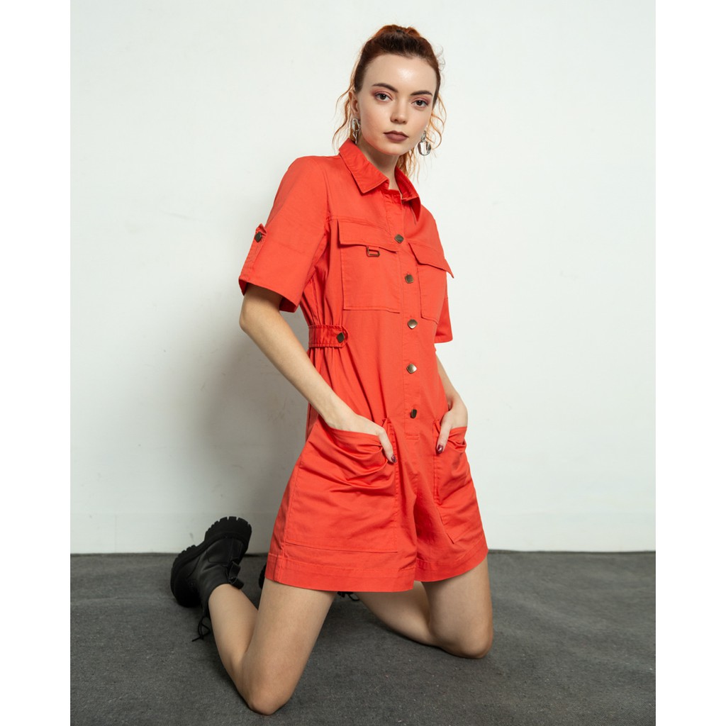 Jumpsuit ngắn cổ sơ mi - 10905357 J-P Fashion