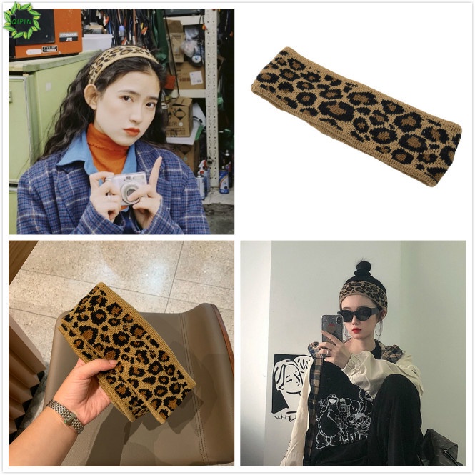 Băng Đô Dệt Kim Bản Rộng Họa Tiết Da Báo Có Thể Điều Chỉnh Dành Cho Nữ