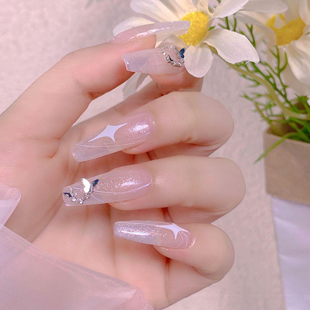 Miếng Dán Trang Trí Móng Tay Hình Bướm Bằng Kim Loại Kiểu Nhật Bản Sang Trọng DIY