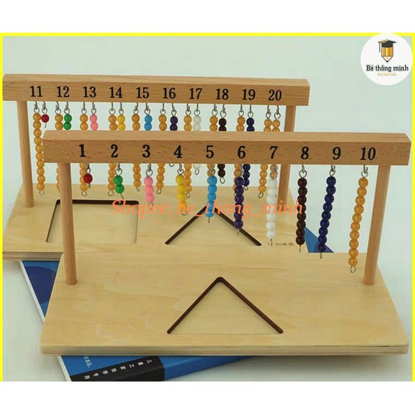 Giáo cụ Montessori - Bộ 2 Giá treo các chuỗi hạt cườm màu từ 1-10 và 11-20